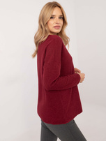 Hurt Bordowy sweter oversize z błyszczącą nitką