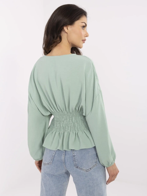 Pistacjowa bluzka ze ściągaczem w talii SUBLEVEL