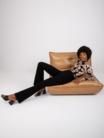 Czarno-beżowa bluzka welurowa z nadrukiem Cornelia 