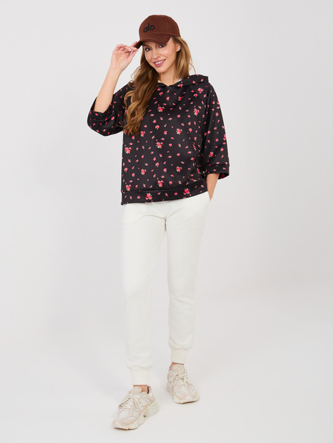 Czarna damska bluza oversize z rękawem 3/4