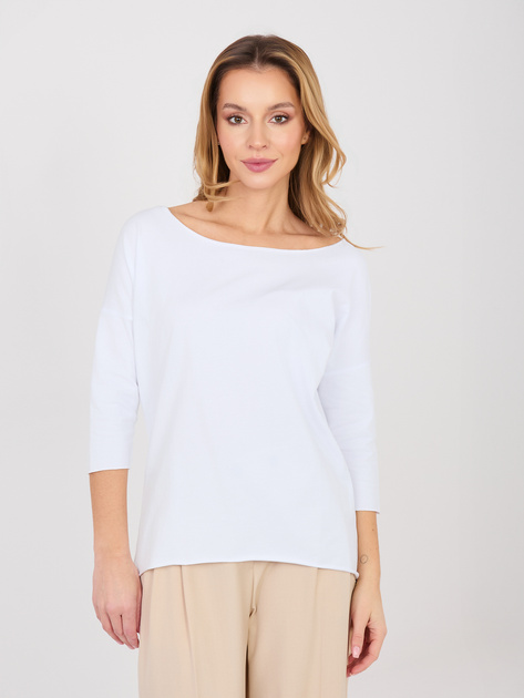 Biała damska bluzka basic z dekoltem w łódkę RUE PARIS