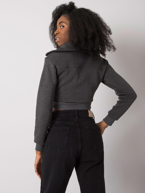 Ciemnoszara melanżowa krótka rozpinana bluza dresowa Ann RUE PARIS