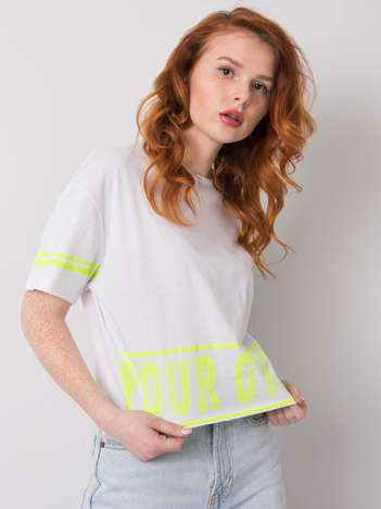 Baltas medvilninis t-shirt Shelby.