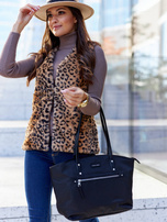 Beżowa kamizelka futrzana w cętki Perrina