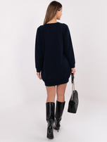 Granatowa dresowa sukienka z kieszeniami BASIC FEEL GOOD 