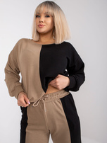 Ciemnobeżowo-czarny komplet dresowy plus size Amishi 