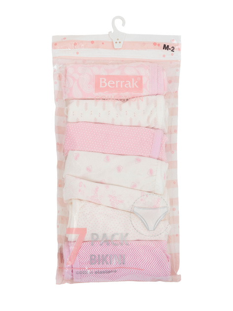 Hurt Ecru-różowe klasyczne majtki damskie 7-pak