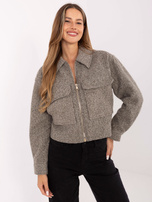 Szara kurtka boucle z kołnierzykiem SUBLEVEL