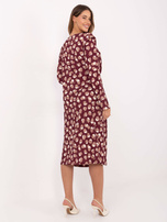 Burgundowa midi sukienka z printem RUE PARIS