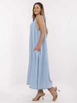 Niebieska maxi sukienka oversize na lato