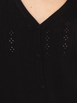 Czarny ażurowy sweter z zapięciem na guziki SUBLEVEL