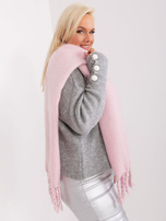 Hurtownia Jasnoróżowy gładki szal zimowy