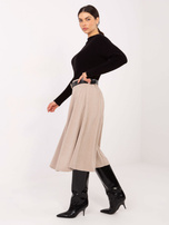 Beżowa rozkloszowana spódnica z dzianiny RUE PARIS