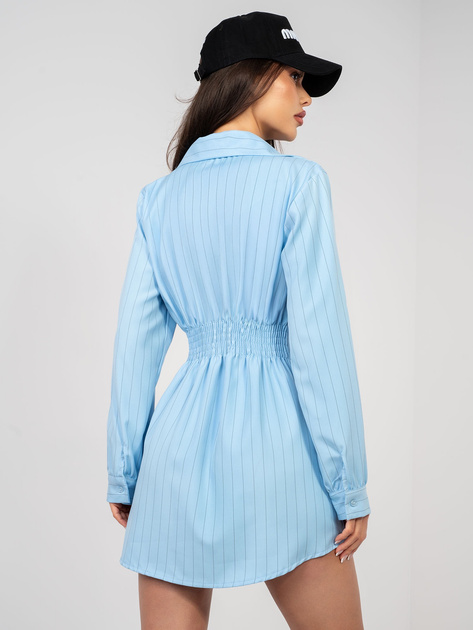 Pastelowa niebieska sukienka z elastycznym marszczeniem RUE PARIS