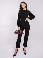 Czarna bluzka longsleeve w prążek RUE PARIS 