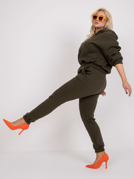 Khaki dresowy komplet plus size ze spodniami
