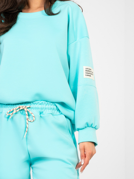 Turkusowy dresowy komplet z bluzą oversize