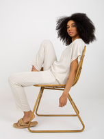 Hurt Jasnobeżowy komplet letni ze spodniami RUE PARIS