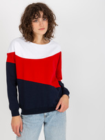 Hurt Biało-granatowa bawełniana bluza basic bez kaptura 