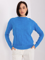 Hurt Niebieski sweter z warkoczami z dodatkiem wiskozy