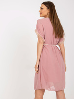 Schmutzig-rosa leichte Kleid One Size mit V-Ausschnitt.