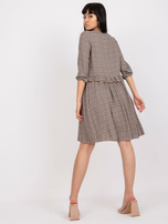 Brązowa sukienka na co dzień z rękawem 3/4 RUE PARIS 