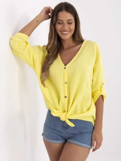 Żółta zwiewna koszula damska z muślinu