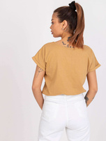 Camelowy luźny t-shirt basic Ventura