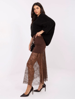 Brązowa maxi spódnica z rozkloszowanym dołem