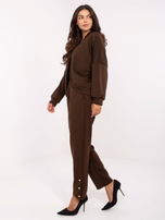 Ciemnobrązowy komplet z kardiganem oversize RUE PARIS