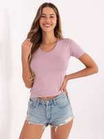 Liliowa bluzka z krótkim rękawem RUE PARIS 