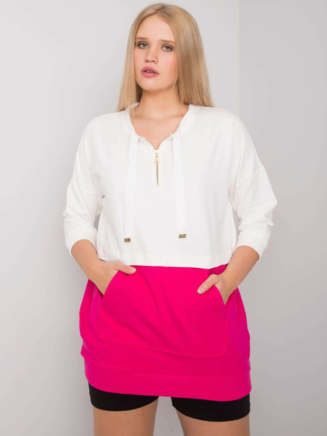 Ecru-fuksjowa tunika plus size z bawełny Philomene