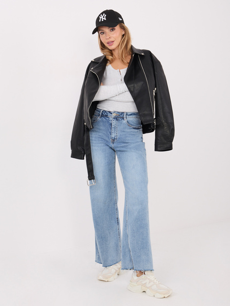 Jasnoszara bluzka basic z długim rękawem