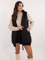 Hurt Czarna pikowana kamizelka damska z kieszeniami