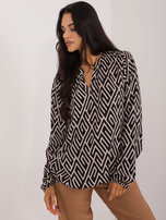 Hurt Czarna wiskozowa bluzka we wzory SUBLEVEL