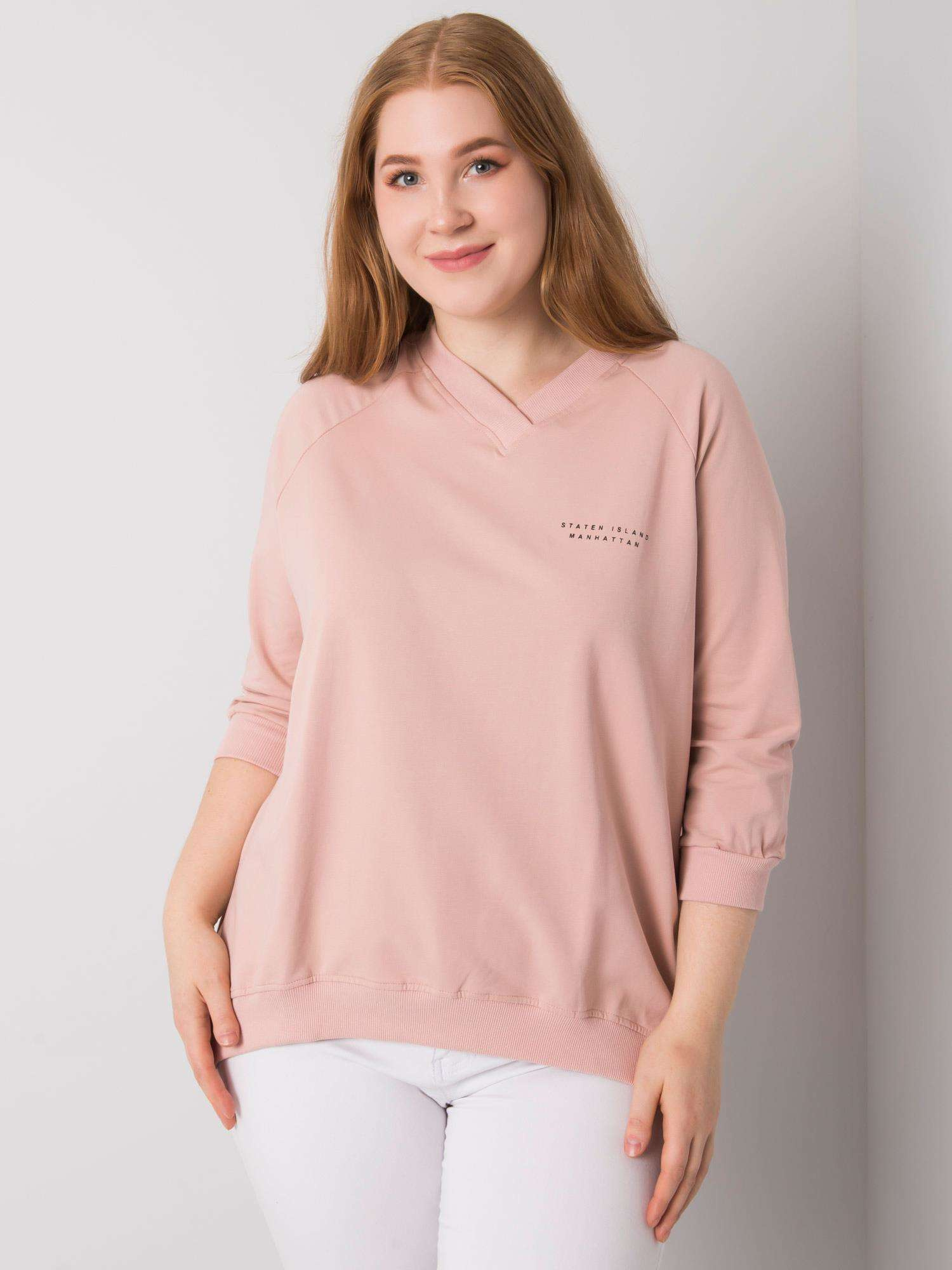 Brudnoróżowa bluza plus size z bawełny Naenia