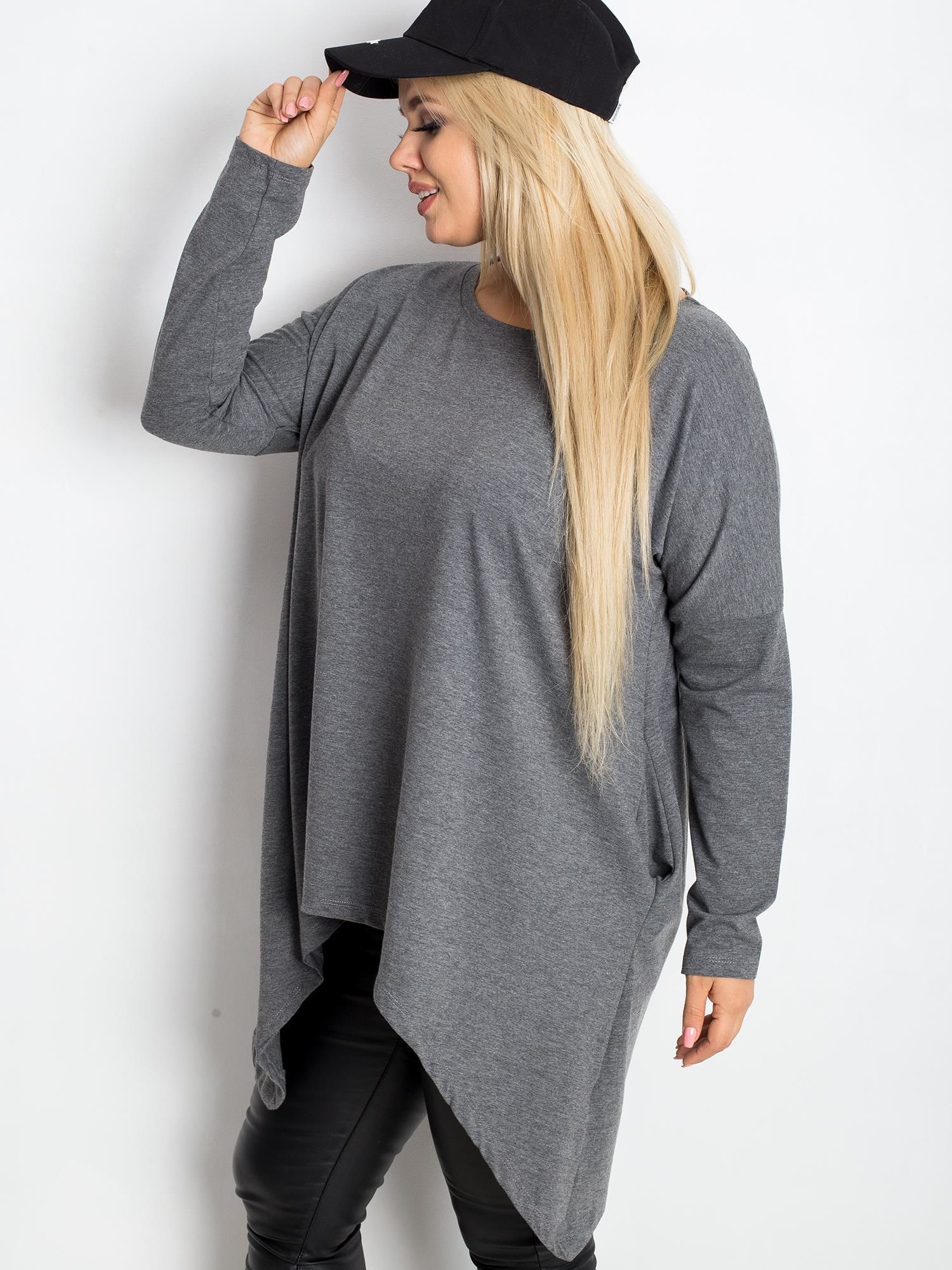 Ciemnoszara tunika plus size Moa