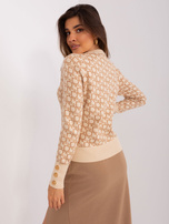 Hurtownia Beżowo-camelowy damski sweter klasyczny