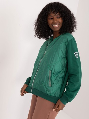 Hurt Ciemnozielona bluza bomberka z pikowaniem