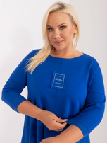 Hurt Kobaltowa damska bluzka plus size o kroju oversize