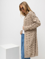 Dunkelbeige Damen-Kapuzenjacke.