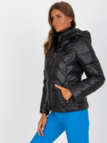 Hurt Czarna pikowana kurtka przejściowa z kapturem