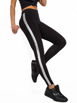 Czarno-srebrne legginsy Rissa RUE PARIS