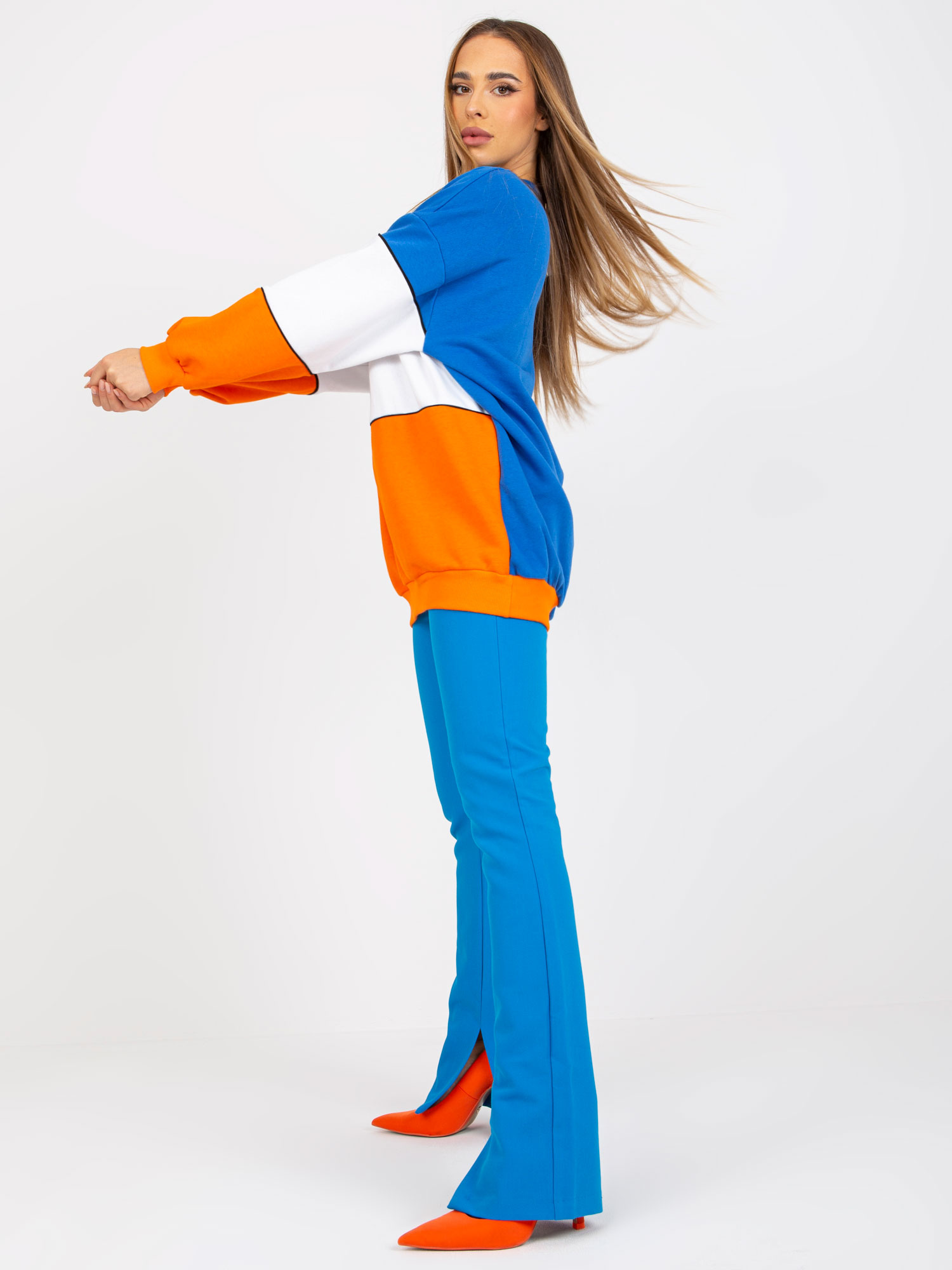 Hurt Niebiesko-pomarańczowa bluza basic bez kaptura RUE PARIS  