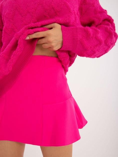 Hurt Fuksjowe rozkloszowane spódnico-spodenki z falbaną