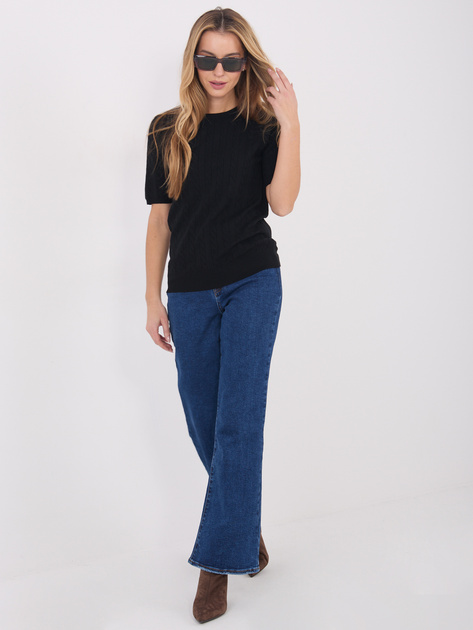 Czarny klasyczny sweter z warkoczami