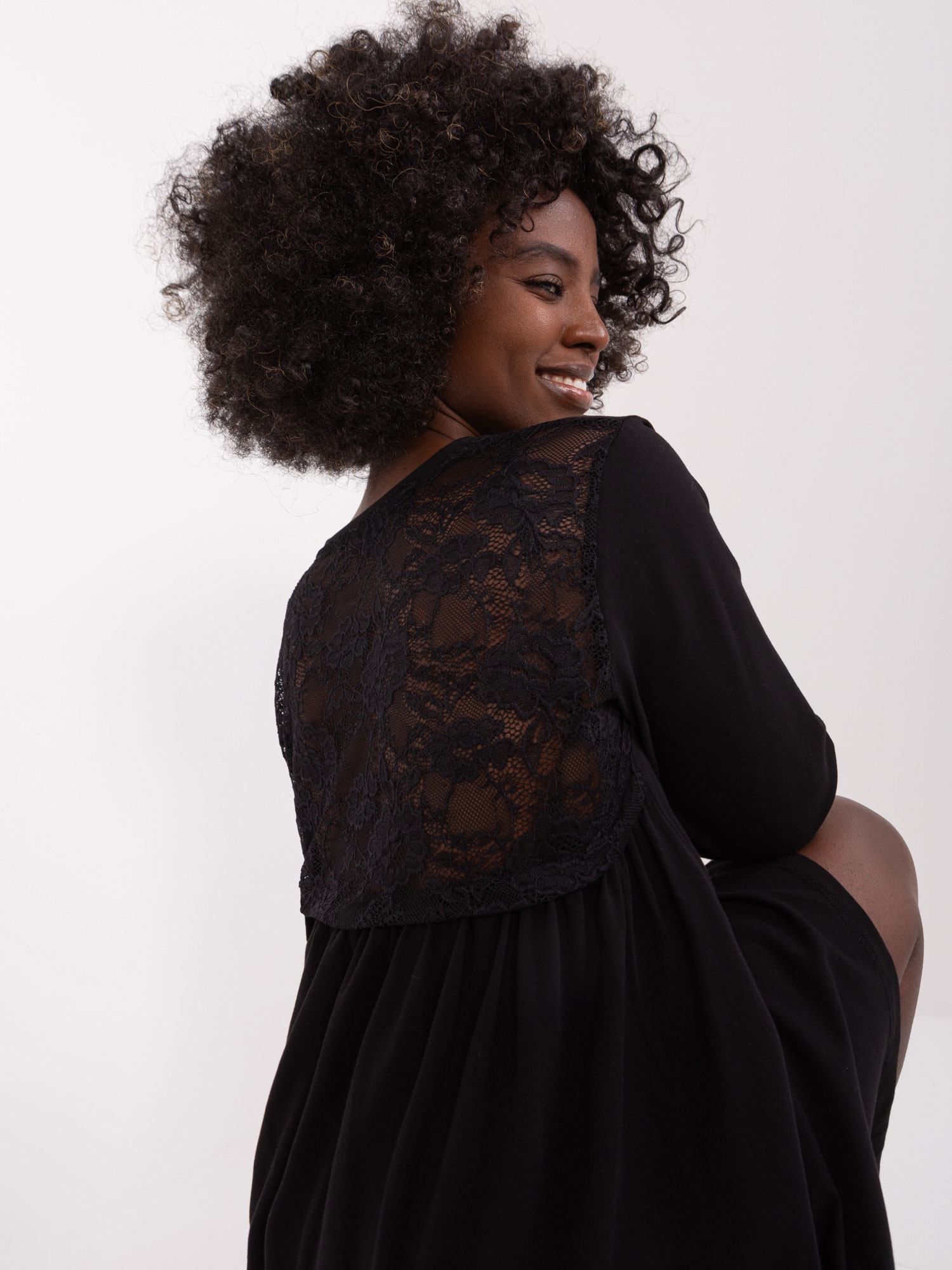 Hurt Schwarzes Kleid mit 3/4-Ärmeln Jamelia RUE PARIS.