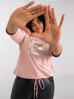 Brudnoróżowa bluzka plus size na co dzień Roxanne