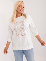 Hurtownia online Ecru bluzka plus size z naszywkami