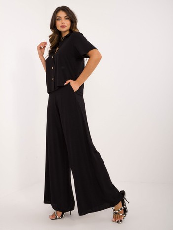 Hurt Black women's summer set with a button-up shirt.